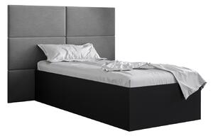 Jednolůžková postel s čalouněným čelem 90 cm Brittany 2 (černá matná + šedá) (s roštem). 1045910