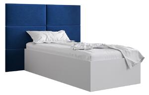 Jednolůžková postel s čalouněným čelem 90 cm Brittany 2 (bílá matná + modrá) (s roštem). 1045915