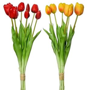 Umělé tulipány gumové červené, svazek 7 ks- 44 cm