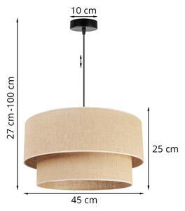 Závěsné svítidlo JUTA, 1x jutové stínítko, (výběr ze 2 barev konstrukce), (fi 45cm)