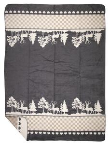 Šedý oboustranný pléd s jeleny v lese Forest XL - 150*200 cm - Mars & More