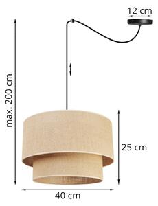 Závěsné svítidlo JUTA SPIDER, 1x jutové stínítko, (výběr ze 2 barev konstrukce), (fi 40cm), T