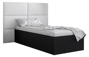 Jednolůžková postel s čalouněným čelem 90 cm Brittany 2 (černá matná + bílá) (s roštem). 1045922