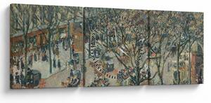 Obraz - Camille Pissarro, Boulevard des Italiens, Morning, Sunlight, reprodukce (s hodinami) (90x30 cm)