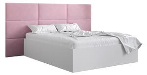Manželská postel s čalouněným čelem 160 cm Brittany 2 (bílá matná + růžová) (s roštem). 1045930