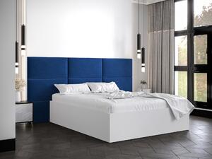 Manželská postel s čalouněným čelem 160 cm Brittany 2 (bílá matná + modrá) (s roštem). 1045942