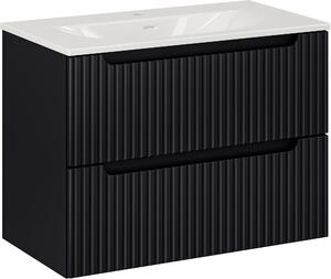 Sada skříňka Comad Nova Black NOVA BLACK D2 82-80-2S, umyvadlo Comad Sky 3 SKY 3 80CM DP (E-8099-3-80)