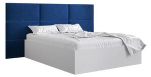 Manželská postel s čalouněným čelem 160 cm Brittany 2 (bílá matná + modrá) (s roštem). 1045942