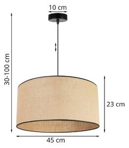 Závěsné svítidlo JUTA, 1x jutové stínítko, (výběr ze 2 barev konstrukce), (fi 45cm), BL