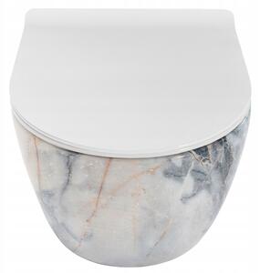 Závěsné WC Rea CARLOS RIMLESS - dekor kamene granit + Duroplast sedátko slim