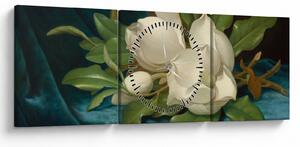 Obraz - Martin Johnson Heade, Giant Magnolias on a Blue Velvet Cloth, reprodukce (s hodinami) (90x30 cm)