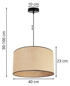 Závěsné svítidlo JUTA, 1x jutové stínítko, (výběr ze 2 barev konstrukce), (fi 40cm), BL