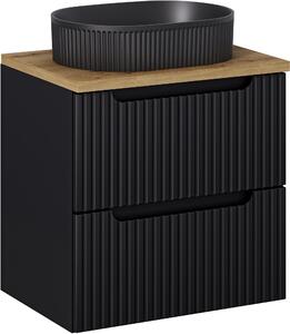Sada skříňka Comad Nova Black NOVA BLACK D2 82-60-2S, umyvadlo Comad Beyond BEYOND 5 BLACK ( E-6564 ), NOVA OAK A 89-60