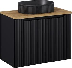 Sada skříňka Comad Nova Black NOVA BLACK D2 82-80-2D, umyvadlo Comad Beyond BEYOND 5 BLACK ( E-6564 ), NOVA OAK A 89-80