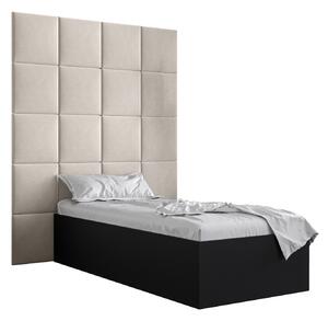Jednolůžková postel s čalouněným čelem 90 cm Brittany 3 (černá matná + krémová) (s roštem). 1045955