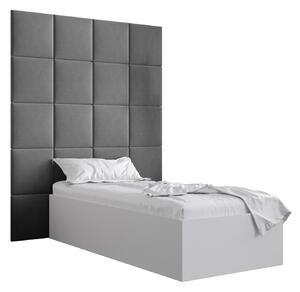 Jednolůžková postel s čalouněným čelem 90 cm Brittany 3 (bílá matná + šedá) (s roštem). 1045963