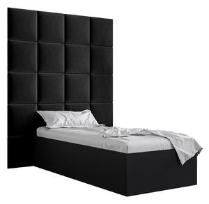 Jednolůžková postel s čalouněným čelem 90 cm Brittany 3 (černá matná + černá) (s roštem). 1045967
