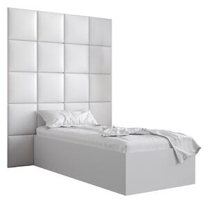 Jednolůžková postel s čalouněným čelem 90 cm Brittany 3 (bílá matná + bílá) (s roštem). 1045975