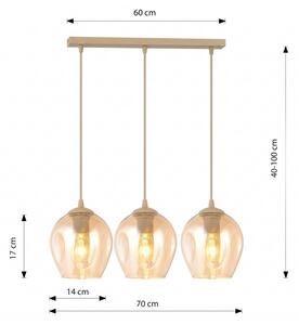 Lustr na lanku ISTAR 3xE27/15W/230V béžová/kouřová béžová
