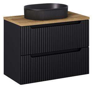 Sada skříňka Comad Nova Black NOVA BLACK D2 82-80-2S, umyvadlo Comad Beyond 5 BEYOND 5 BLACK ( E-6564 ), NOVA OAK A 89-80