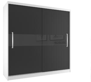 Šatní skříň 200 cm Belini bílý mat / černý mat s posuvnými dveřmi SI SZP1/2/W/B/B/UU