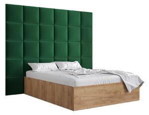 Manželská postel s čalouněným čelem 160 cm Brittany 3 (dub craft zlatý + zelená) (s roštem). 1046001