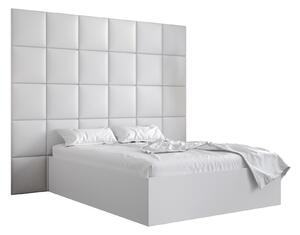 Manželská postel s čalouněným čelem 160 cm Brittany 3 (bílá matná + bílá) (s roštem). 1046002