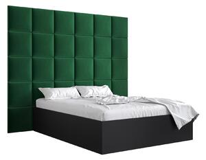 Manželská postel s čalouněným čelem 160 cm Brittany 3 (černá matná + zelená) (s roštem). 1046000