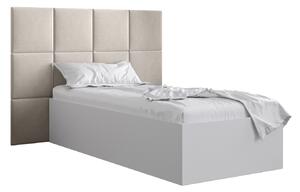 Jednolůžková postel s čalouněným čelem 90 cm Brittany 4 (bílá matná + krémová) (s roštem). 1046008