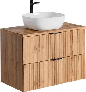 Sada skříňka Comad Adel Oak ADEL OAK 82-80-B-2S, umyvadlo Comad Smile UM-6252SMILE40DP, ADEL OAK 89-80-B