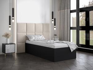 Jednolůžková postel s čalouněným čelem 90 cm Brittany 4 (černá matná + krémová) (s roštem). 1046009