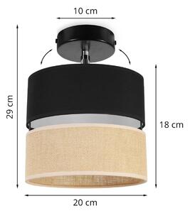 Nástěnné svítidlo JUTA, 1x jutové/černé textilní stínítko, (možnost polohování), B