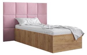 Jednolůžková postel s čalouněným čelem 90 cm Brittany 4 (dub craft zlatý + růžová) (s roštem). 1046013