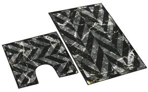 Bellatex Sada koupelnových předložek Mramor černá 3D, 60 x 100 cm, 60 x 50 cm