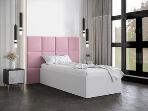Jednolůžková postel s čalouněným čelem 90 cm Brittany 4 (bílá matná + růžová) (s roštem). 1046011