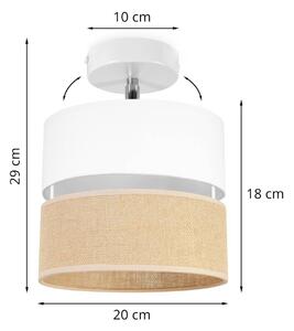 Nástěnné svítidlo JUTA, 1x jutové/bílé textilní stínítko, (možnost polohování), W