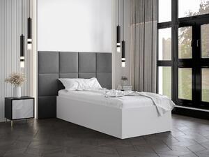 Jednolůžková postel s čalouněným čelem 90 cm Brittany 4 (bílá matná + šedá) (s roštem). 1046017