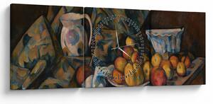Obraz - Paul Cézanne, Still Life with Apples and Peaches, reprodukce (s hodinami) (90x30 cm)
