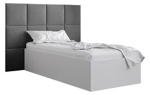Jednolůžková postel s čalouněným čelem 90 cm Brittany 4 (bílá matná + šedá) (s roštem). 1046017