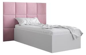 Jednolůžková postel s čalouněným čelem 90 cm Brittany 4 (bílá matná + růžová) (s roštem). 1046011