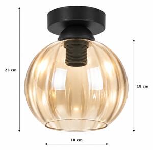 BRILAGI - LED Stropní svítidlo R GLASS 1xE27/60W/230V pr. 18cm černá/kouř béžová