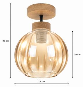 BRILAGI - LED Přisazený lustr R GLASS 1xE27/60W/230V pr. 18cm dub/kouřová béžová