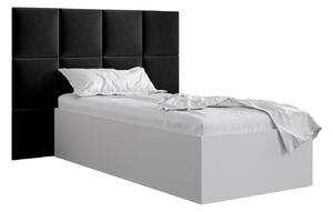 Jednolůžková postel s čalouněným čelem 90 cm Brittany 4 (bílá matná + černá) (s roštem). 1046020
