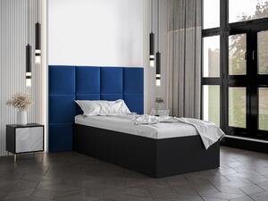Jednolůžková postel s čalouněným čelem 90 cm Brittany 4 (černá matná + modrá) (s roštem). 1046024