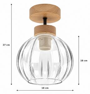 BRILAGI - LED Přisazený lustr RETRO GLASS 1xE27/60W/230V pr. 18 cm dub/čirá
