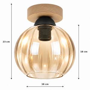 BRILAGI - LED Stropní svítidlo R GLASS 1xE27/60W/230V pr. 18cm dub/kouř béžová