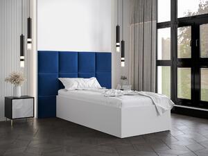 Jednolůžková postel s čalouněným čelem 90 cm Brittany 4 (bílá matná + modrá) (s roštem). 1046023