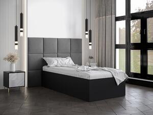 Jednolůžková postel s čalouněným čelem 90 cm Brittany 4 (černá matná + šedá) (s roštem). 1046018