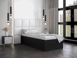 Jednolůžková postel s čalouněným čelem 90 cm Brittany 4 (černá matná + bílá) (s roštem). 1046030