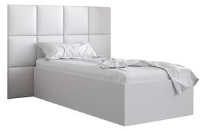 Jednolůžková postel s čalouněným čelem 90 cm Brittany 4 (bílá matná + bílá) (s roštem). 1046029
